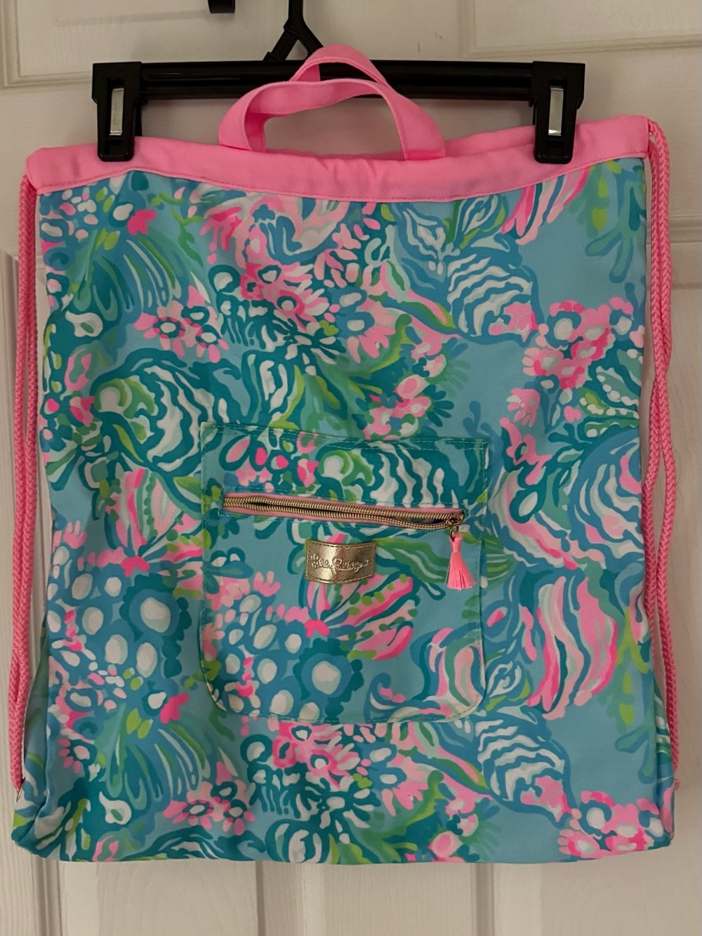 Lilly Pulitzer Blue, Pink & Green Drawstring Tote